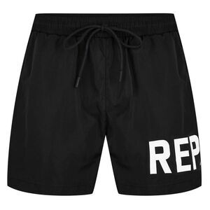 Replay Mens Text Logo Polyester Swim Shorts / Black